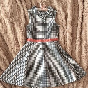 Janie and Jack Navy and Pink Check Fit-and-Flare Dress